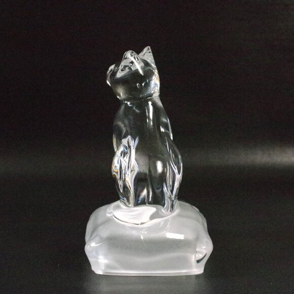 Vintage Art Glass Cat Cristal d'Arques Durand Kitten Paperweight, Cat figurine - Picture 5 of 6